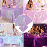nappe paillettes violet rose argenté table festives galaxie étoiles pâques noël anniversaire mariage