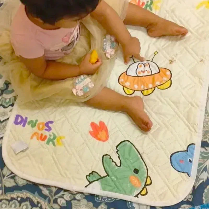 matelas protection bébé motif dinosaure floral quilting opaco mignon enfantin