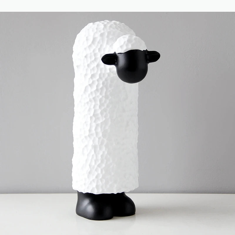 statues moutons blanc noirs texture laine faces lisses moderne accessoires decoration chambre enfants