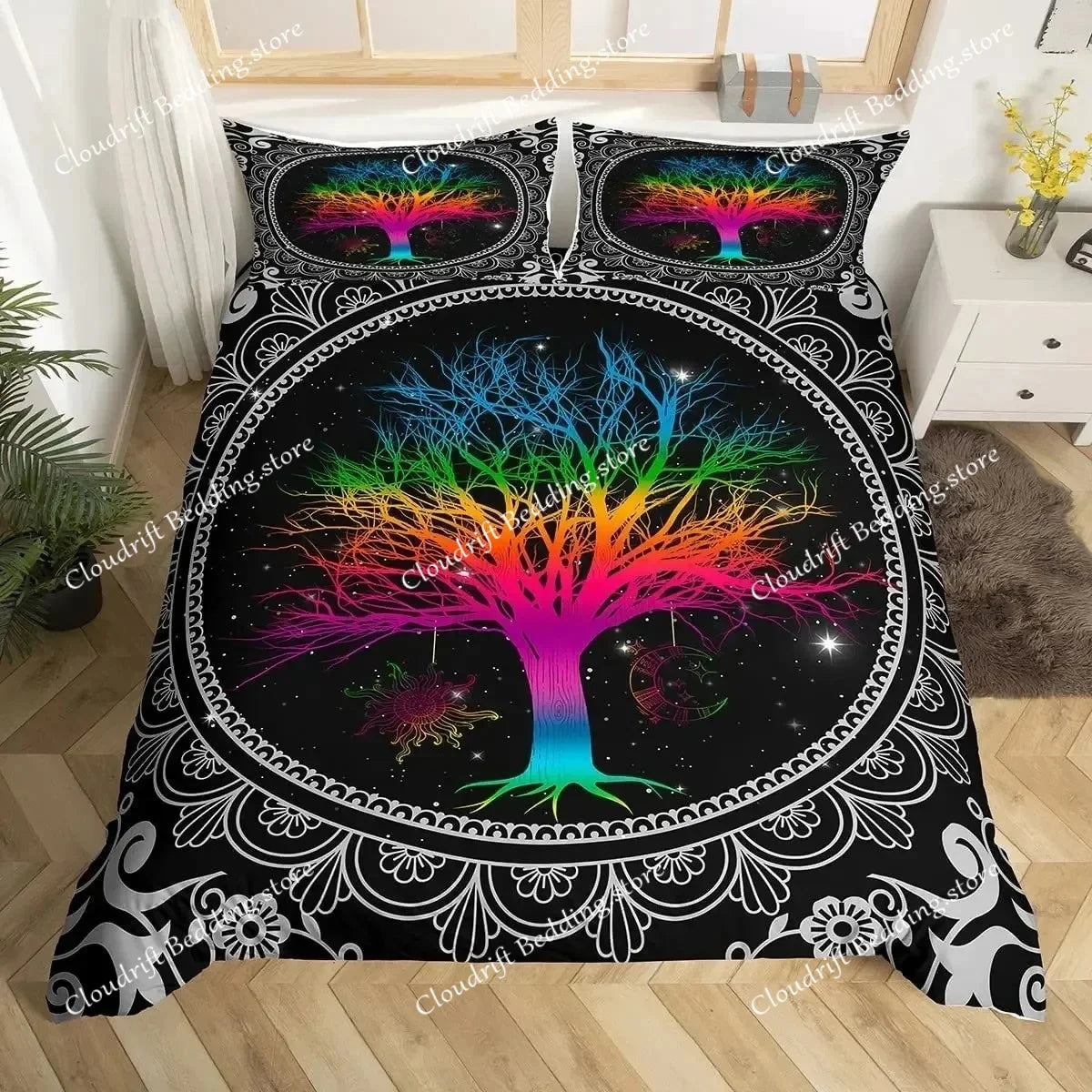 Ensemble housse couette et taies d'oreiller Arbre de Vie