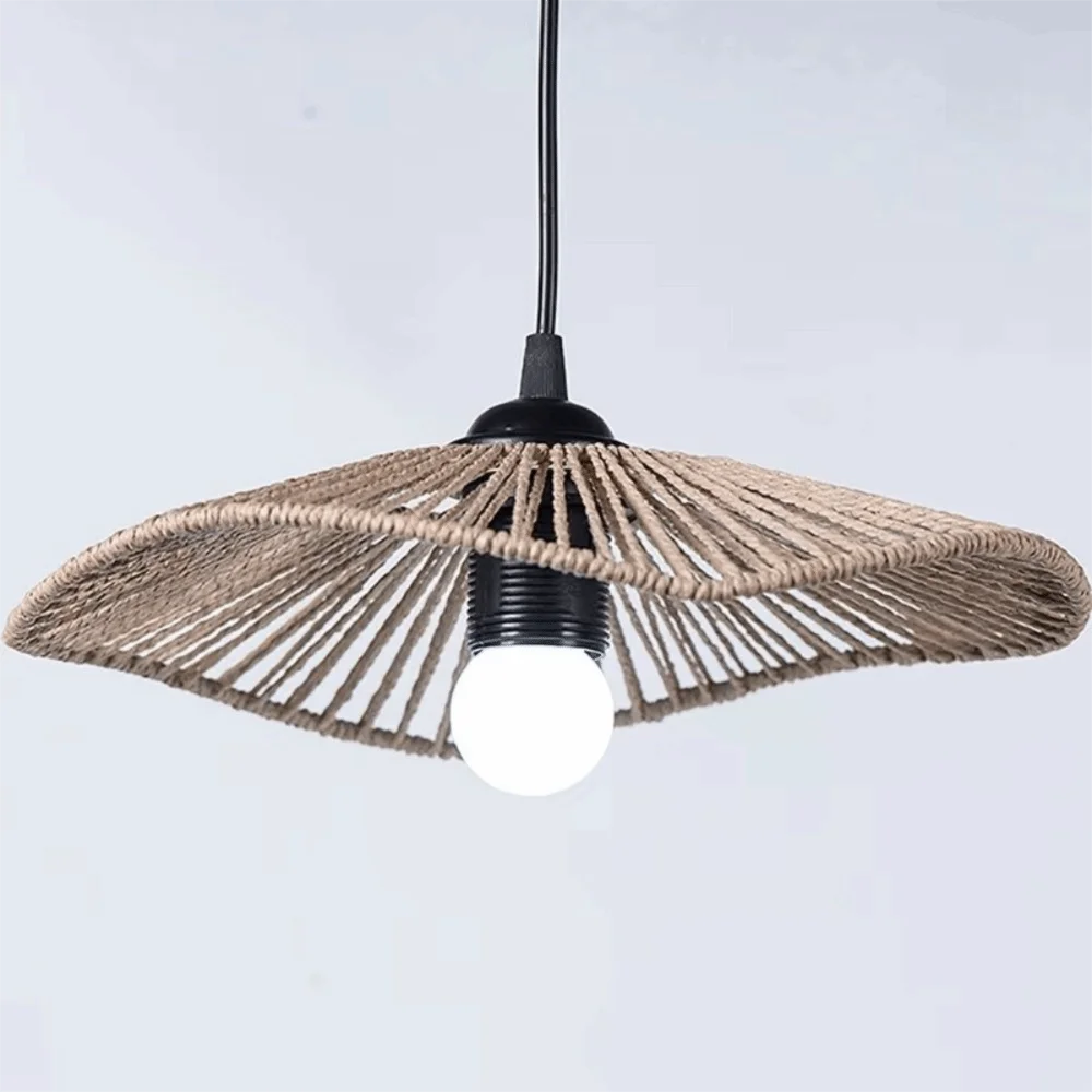 suspension lumineuse tissée noir beige moderne artisanal fan shaped opaquer