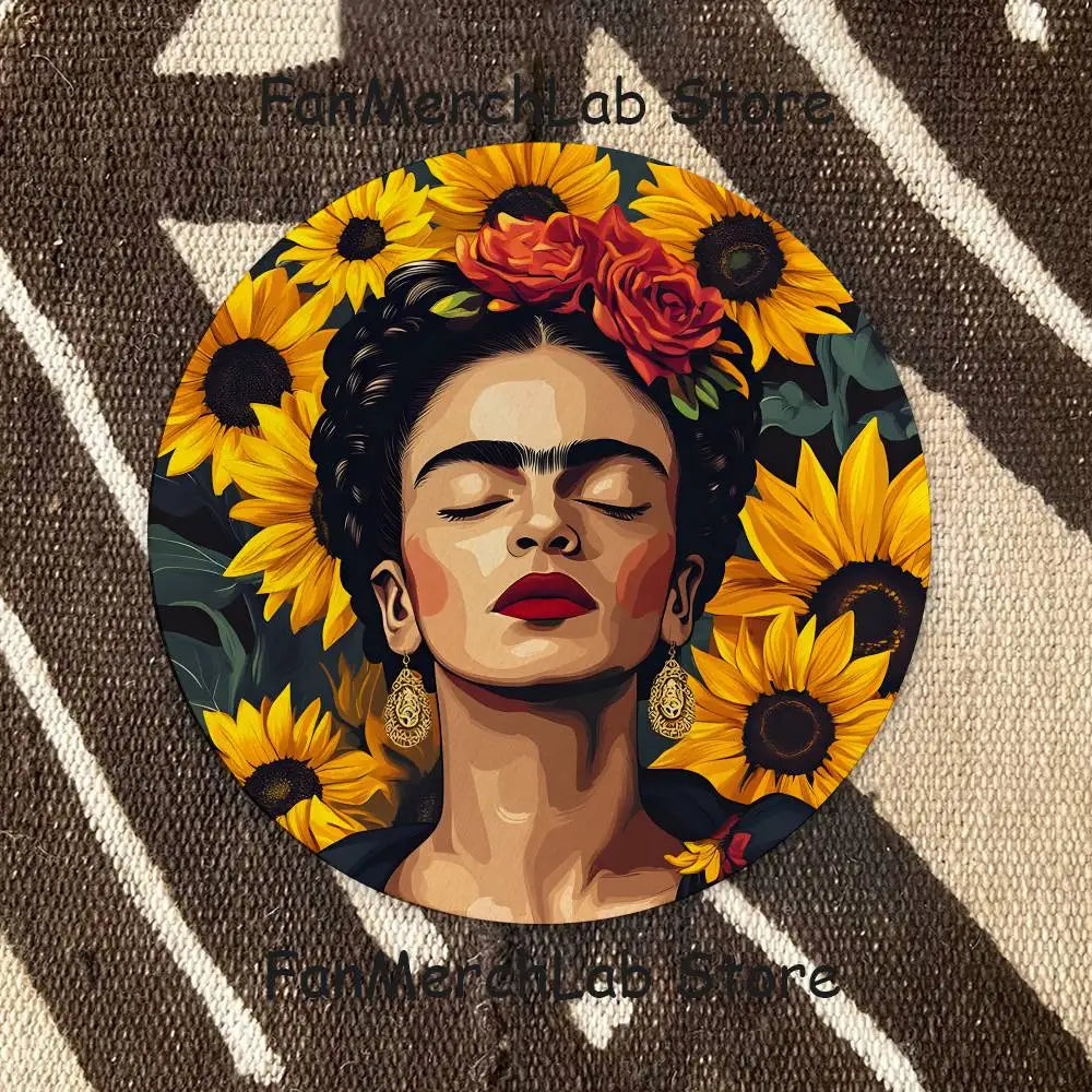 coasters bois illustrés frida kahlo multicolores fleurs artistiques écofriendly table cuisine