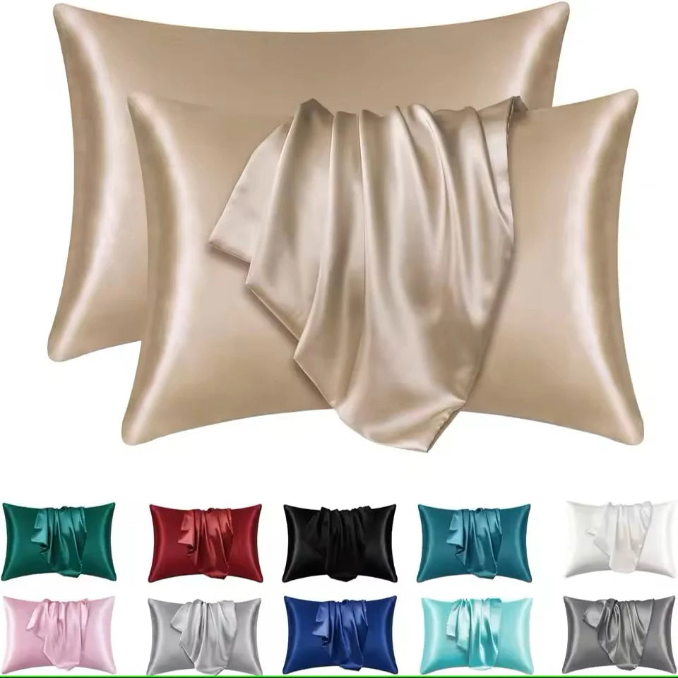 protège oreiller satin cheveux peau ensemble deux housses lit