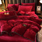 housse couette taies d'oreiller drap molleton velours doux moderne élégant beige violet jaune orange