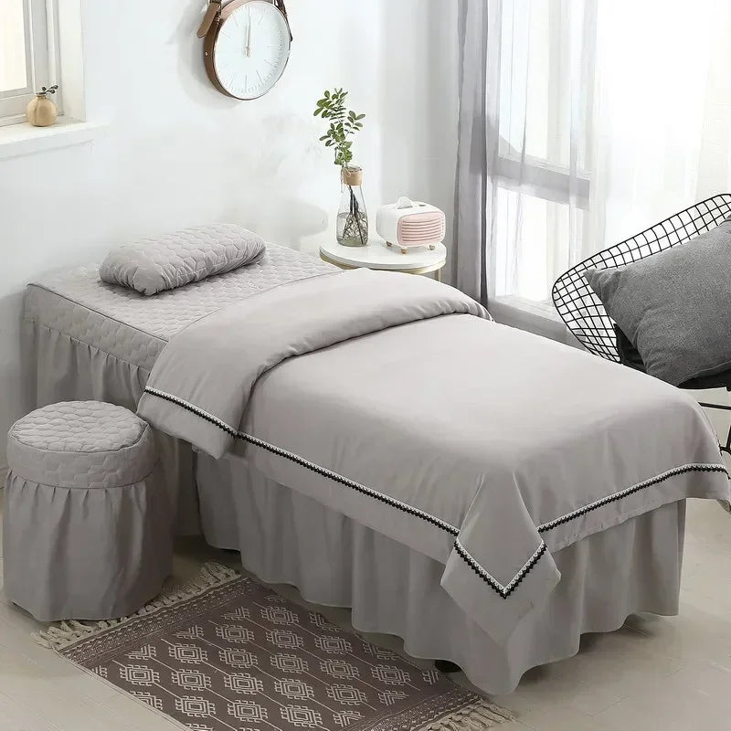 lit massage blanc beige rose gris marron uni moderne coussin tête pieds