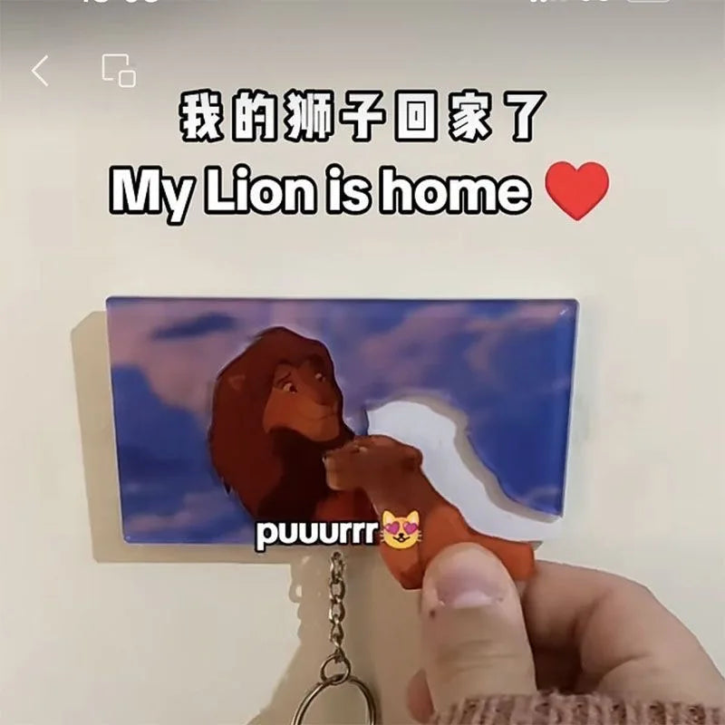 porte clés mural couple lions dessin animé maison ballons colorés anneau métallique décoration entrée
