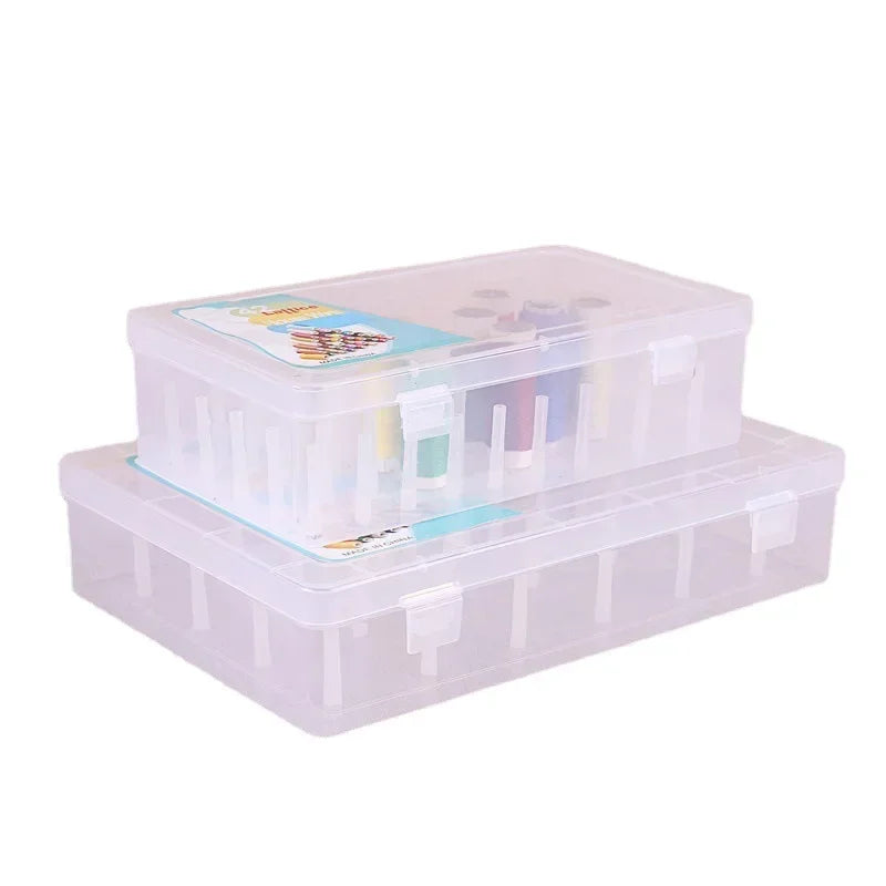 boîtes rangement fil transparentes pratiques modernes poignées bobines couleurs diverse outils couture broderie
