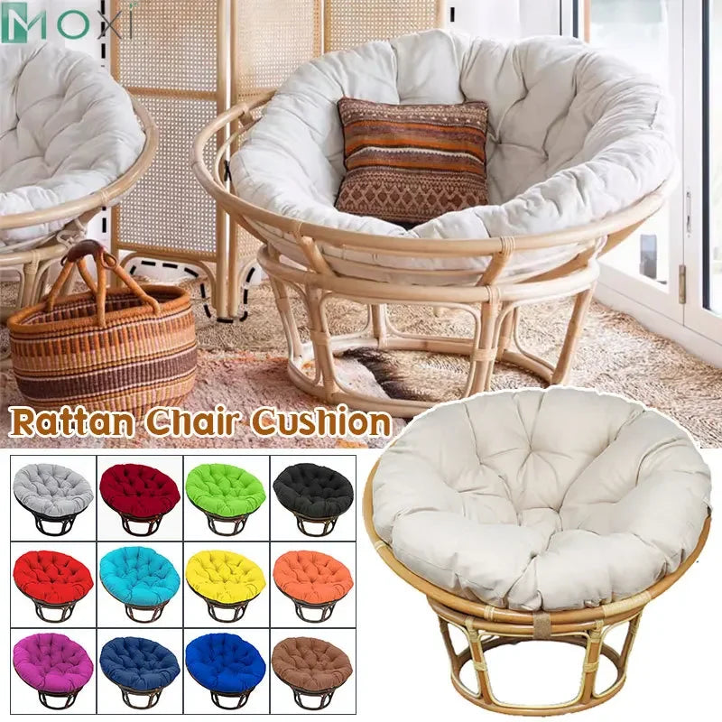 Coussin rond pour fauteuil en rotin gris clair