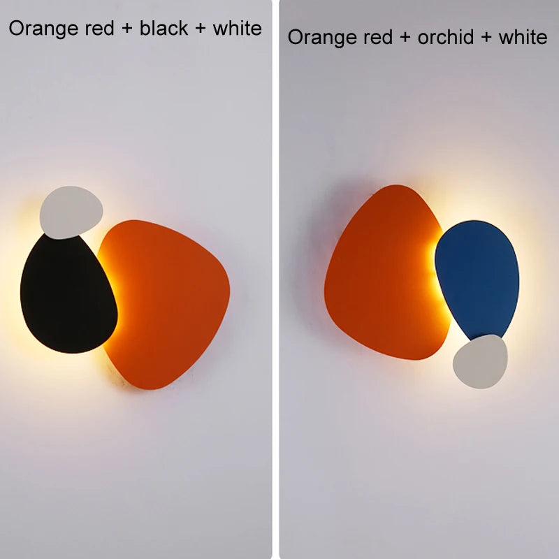 lampe murale moderne abstraite orange noir blanc violet fixée mur minimaliste