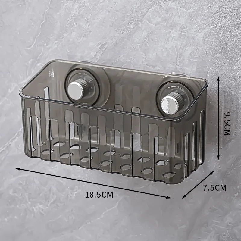 rangement évier ventouse éponge savon moderne transparent noir minimaliste multifonctionnel