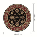 tapis rond vintage oriental persan motif floral ornements floraux rouge beige tapis souris antidérapant