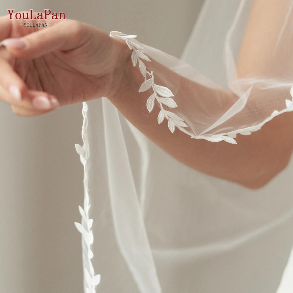 voile mariée blanc broderie feuilles transparente classique clips femme wedding veil