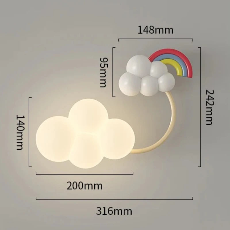 lampe murale moderne nuages avions cerfs volants étoiles arc ciel enfants led multicolore