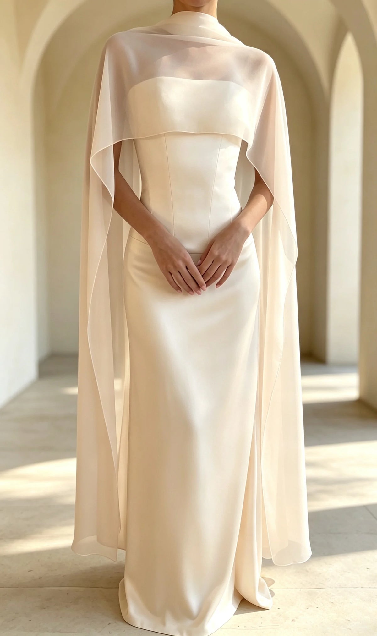 cape mariage transparente polyester élégante plage cérémonie cocktail soirée echangement