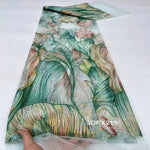 tissu dentelle fleurs stylisées moderne vert beige rose bleu gris marron translucide couture erotique