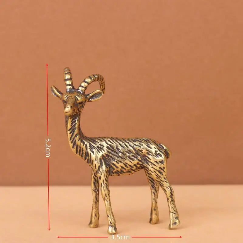 statuette animale chèvre or marron rayures verticales art asiatique décoration maison ornement feng shui