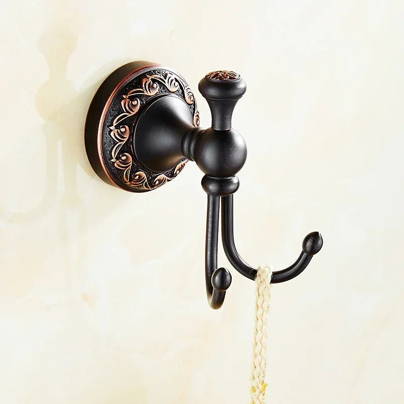 accessoires salle bain bronze noir classique porte serviettes savon papier hygiénique toilettage métal finition