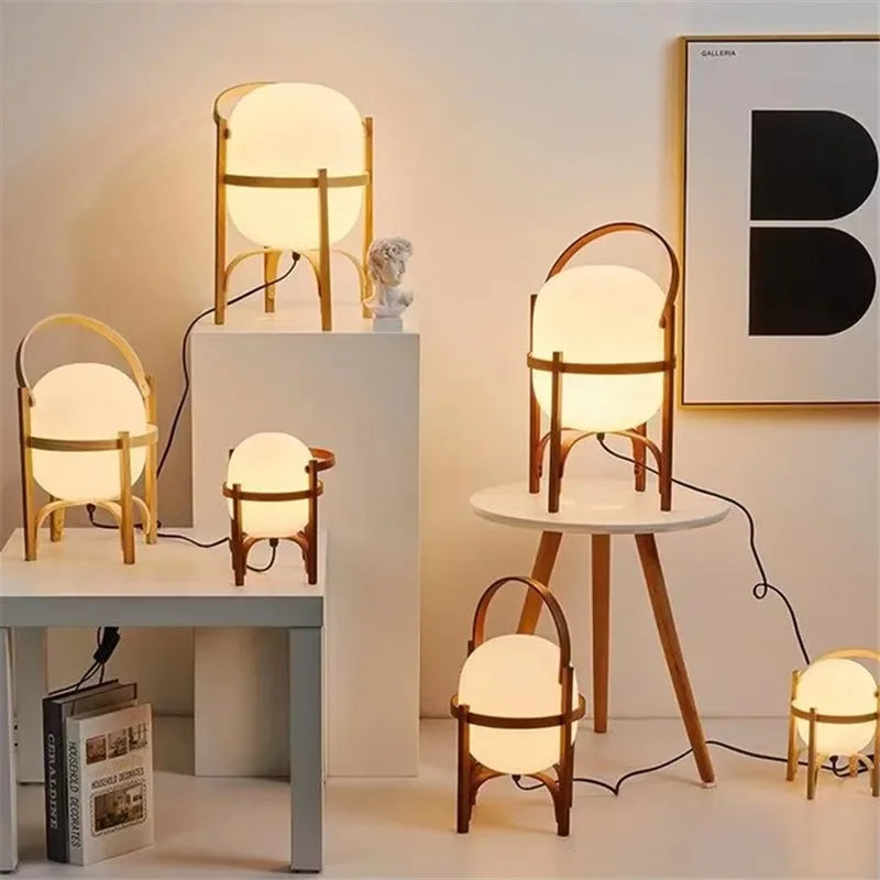 lampe table bois naturel blanc moderne minimaliste lumininaire salon chambre