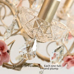 lustre floral cristal transparent rose doré vintage romantique chambre salon