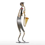 décorations métalliques jazz vintage figurines musiciens instruments saxophone guitare trompette rouge