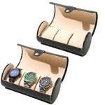 boîte montres cuir noir beige moderne compartiments boucle métallique simili cuir opacité