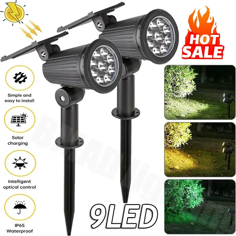 projecteurs solaires led rgb réglables capteur lumière blanche chaude jardin moderne