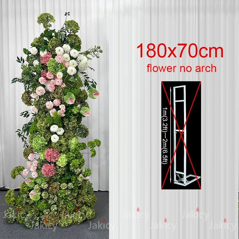 Arche décorative moderne fleurs artificielles vert rose blancextérieur maison événement