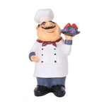 figurine cuisinier cartoon blanc gris rouge texture résinée brillante assiettes fruits spatule cuillère