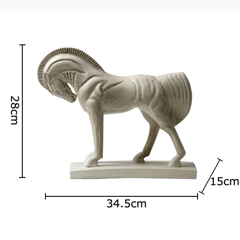 statue cheval moderne texturée beige gris décoration chambre art deco sculpté