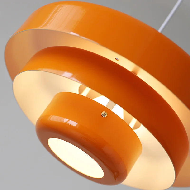 Suspension lumineuse moderne circulaire stratifiée blanc orange vert foncé scandinave chambre restaurant