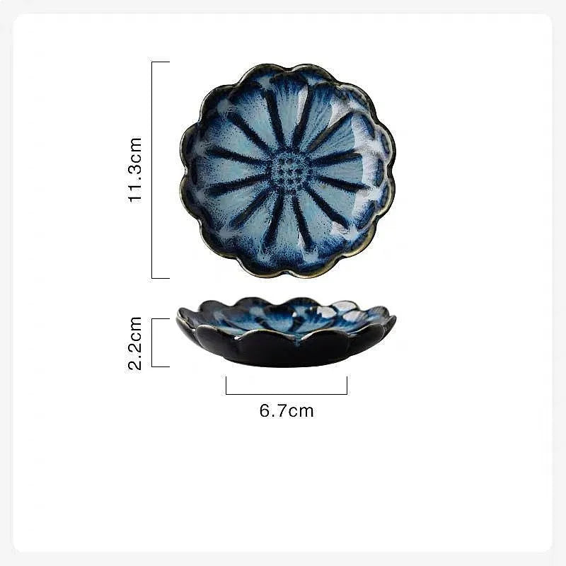 plateau bijoux céramique rose clair blanc bleu foncé motif floral moderne élégant anneaux boucles