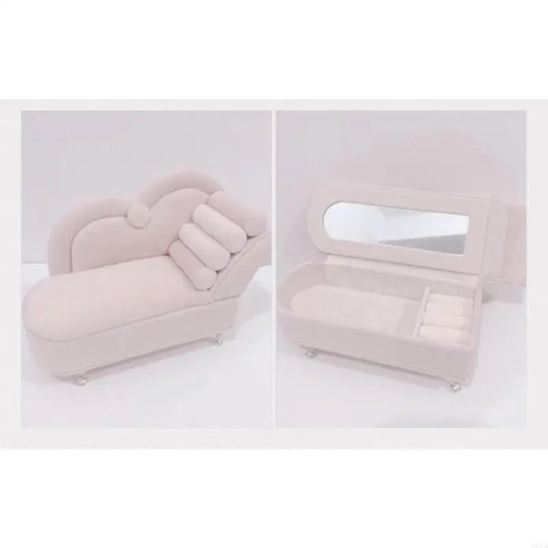 coffret bijoux velours rose miroir intégré tabouret amovible armoire tiroirs modernes élégants rangement