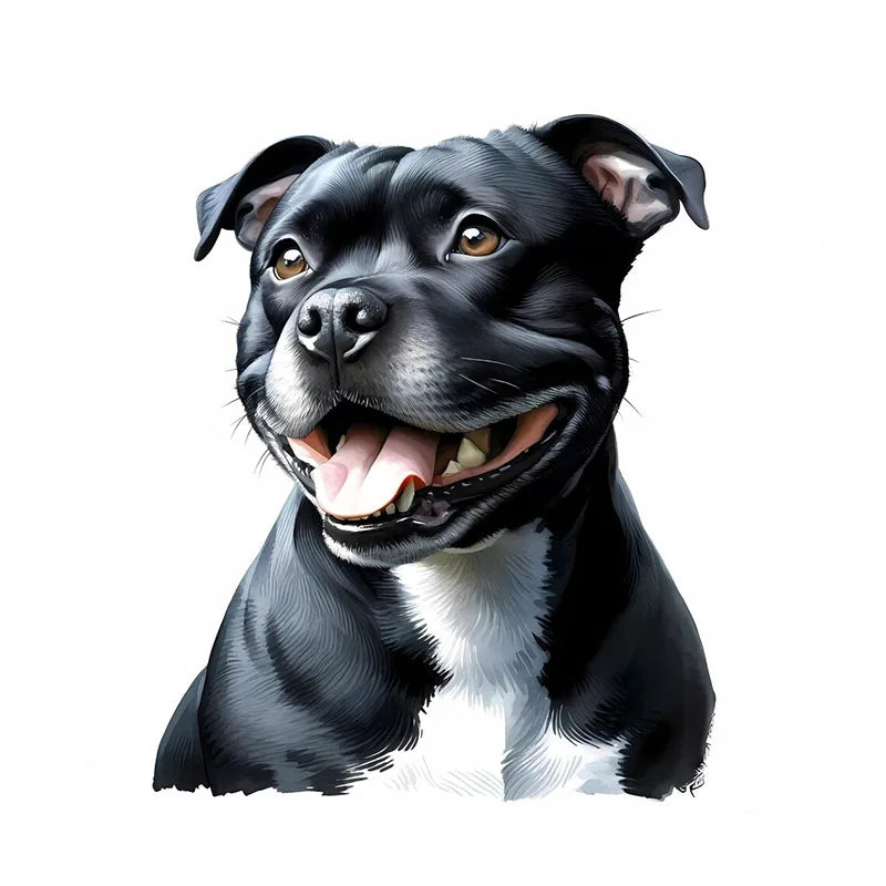 sticker adhésif mur illustration chien moderne noir blanc gris vert bleu pvc amovible réutilisable