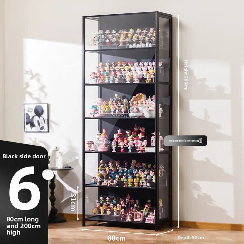 présentoir rangement étagère vitrée moderne noir transparent compartiments 120L capacité