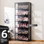 présentoir rangement étagère vitrée moderne noir transparent compartiments 120L capacité