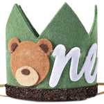 couronne anniversaire enfant ours glitter chiffre pompons arbre rose marron vert festiveDecoration