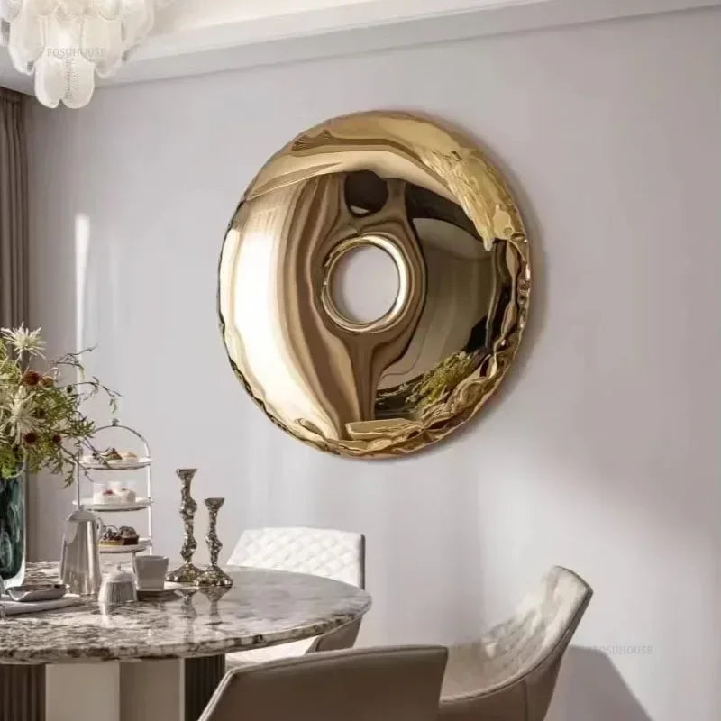 miroirs argentés dorés modernes décoration murale rond brillant grande taille chambre salon