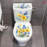 cache wc adhésif floral fleurs papillons blanc vert bleu rose violet mignon 30cmx59cm