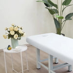 table massage adulte gris clair moderne couverture tabouret pieds