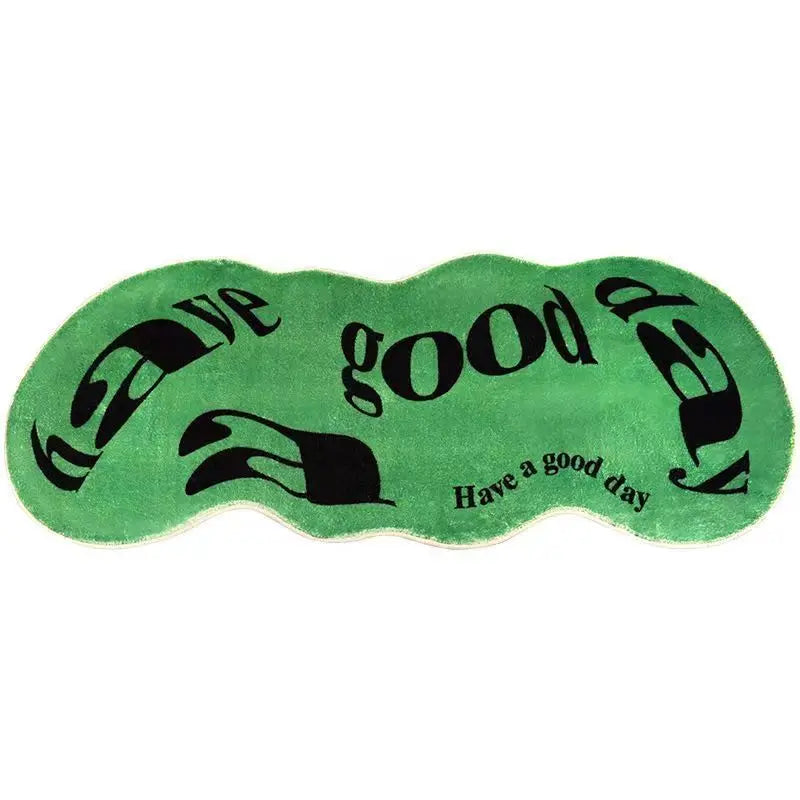 tapis moderne géométrique lettres noir vert résistant lessive machine