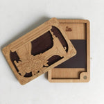porte cartes bois floral motifs animaux clips minimaliste