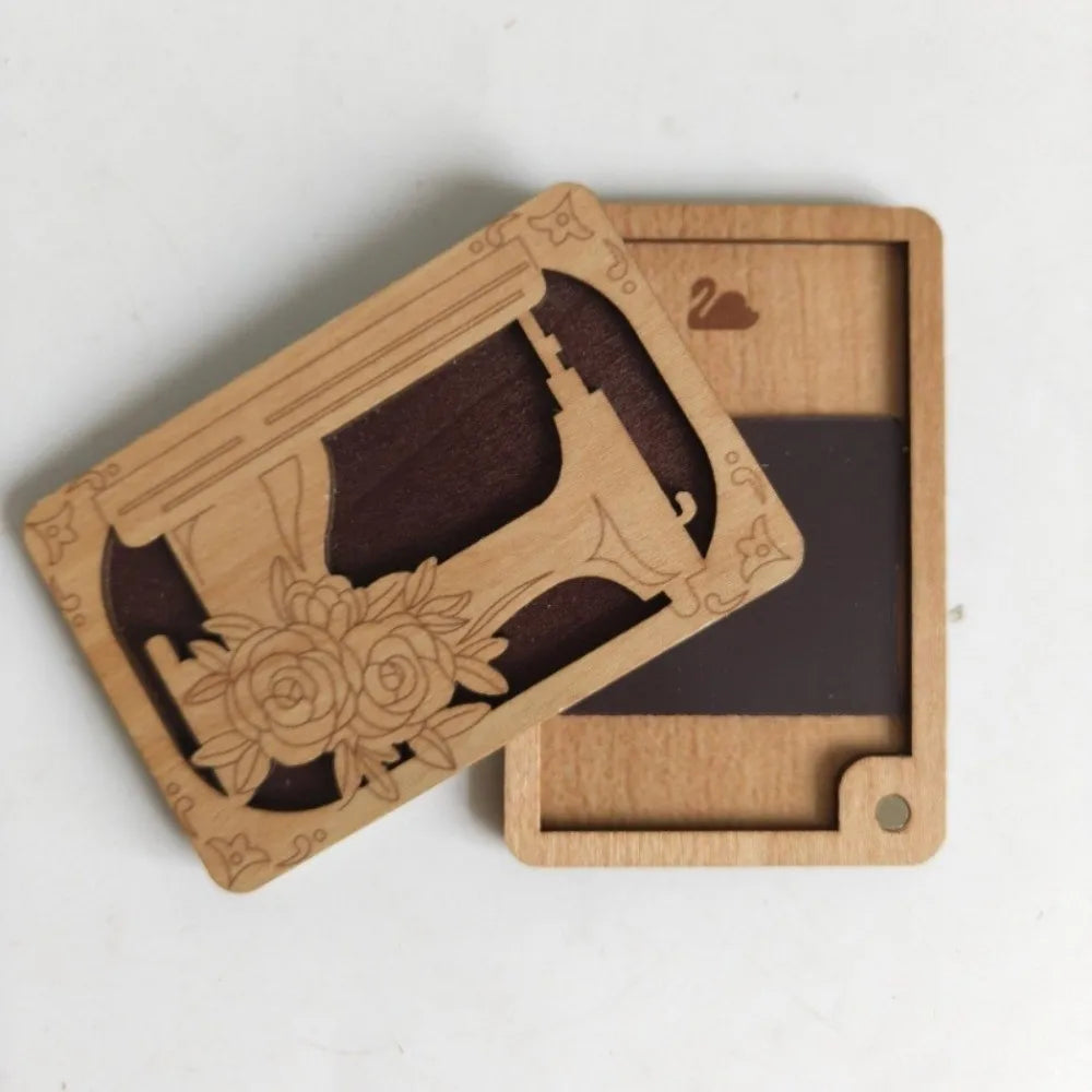 porte cartes bois floral motifs animaux clips minimaliste