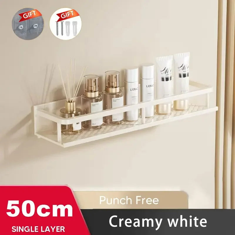étagère murale blanche moderne adhésive étages rangement salle bain produits cosmétiques 30cm 40cm