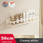 étagère murale blanche moderne adhésive étages rangement salle bain produits cosmétiques 30cm 40cm