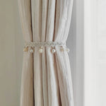 rideau beige clair rayures fines classique blanches opaques maison polyester personnalisable