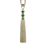 rideau vert beige marron broderie bambou franges classique traditionnel tassel translucent