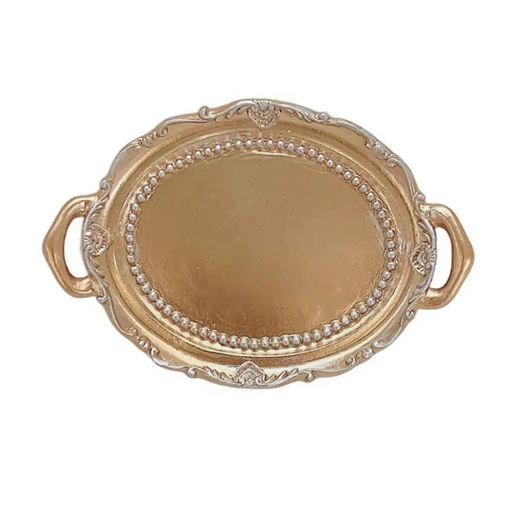 Support bijoux ornements dorés bordure perlée blanc doré classique vintage boucles oreilles anneaux collier
