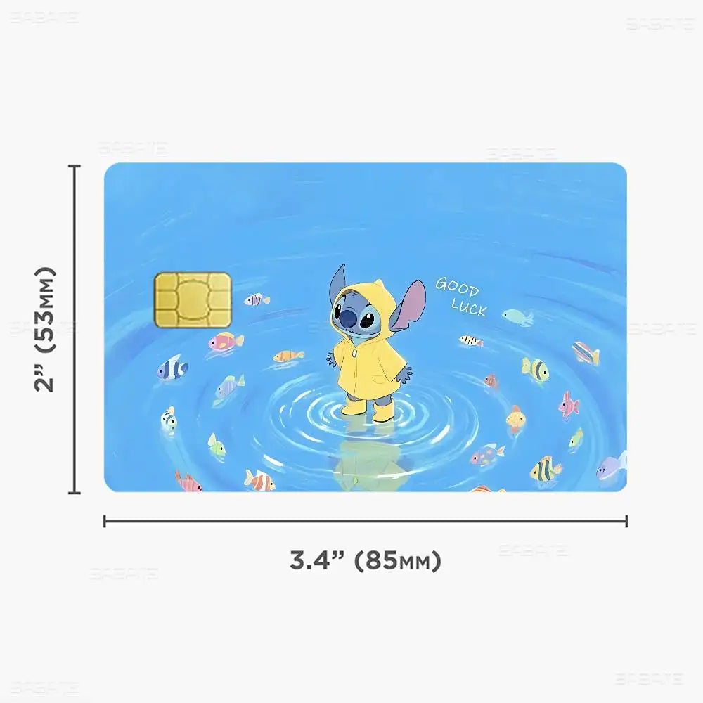 étiquettes carte bancaire stitch dessin animé mignon adhésif réutilisable waterproo