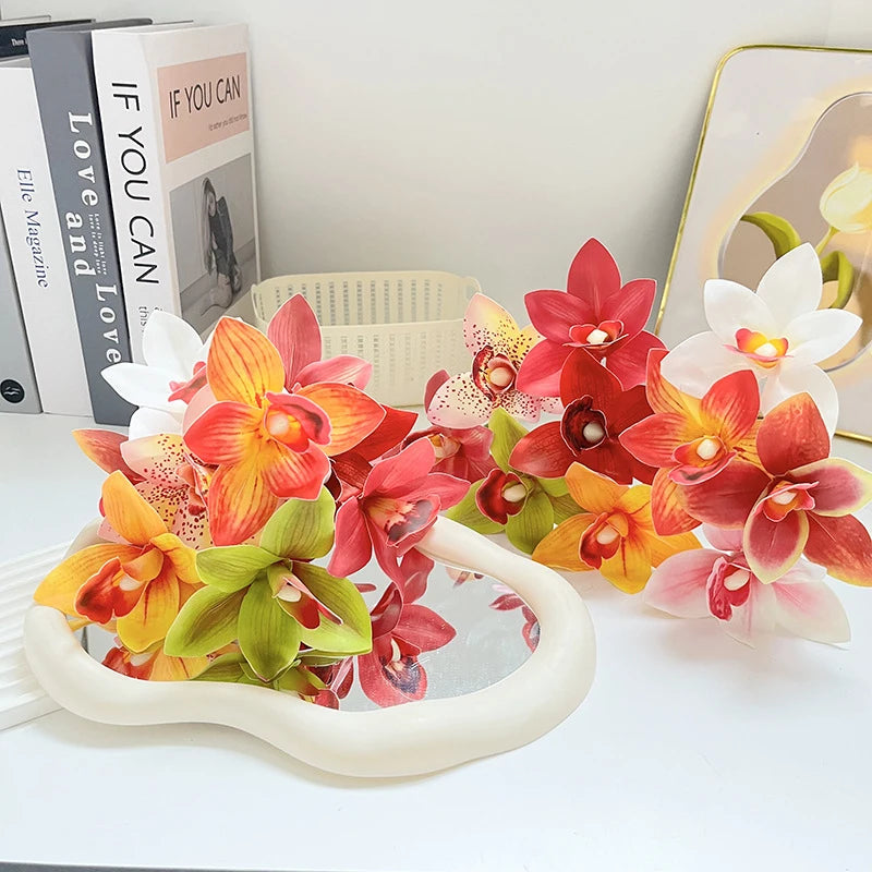 décoration mariage orchidées artificielles soie rouge blanc jaune moderne intérieur anniversaire baby shower