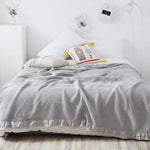 plaid coton doux solide rose clair tissage points moderne portable anti boulochage pique nique